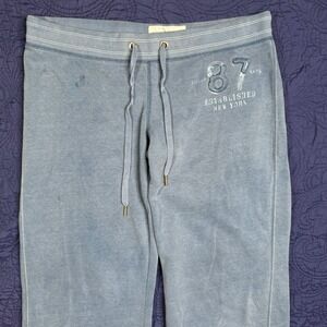 VNTG Y2K Aeropostale Sweatpants Women‎ M Blue Distressed Comfy Wide Leg Stained